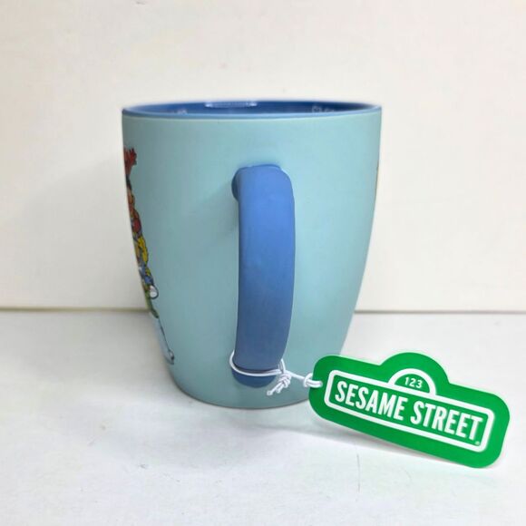 Sesame Street Big Bird Bert Ernie Oscar Elmo Friendship Warms The Heart Blue Mug - Picture 4 of 7